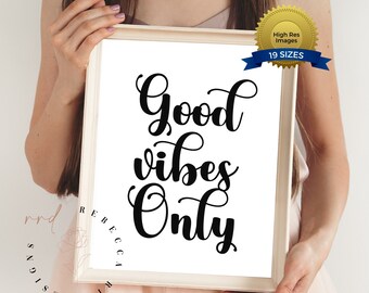 Good Vibes Only Print | Boho Positive Quote Art (Digital Download)