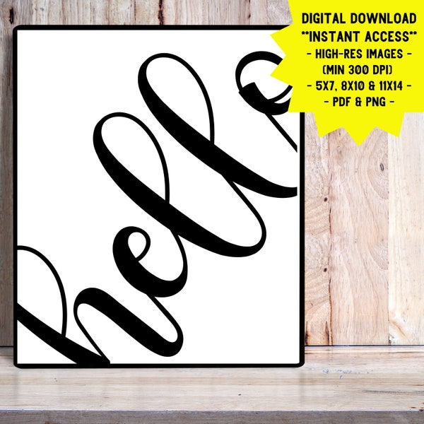 Cursive Hello Sign - Etsy