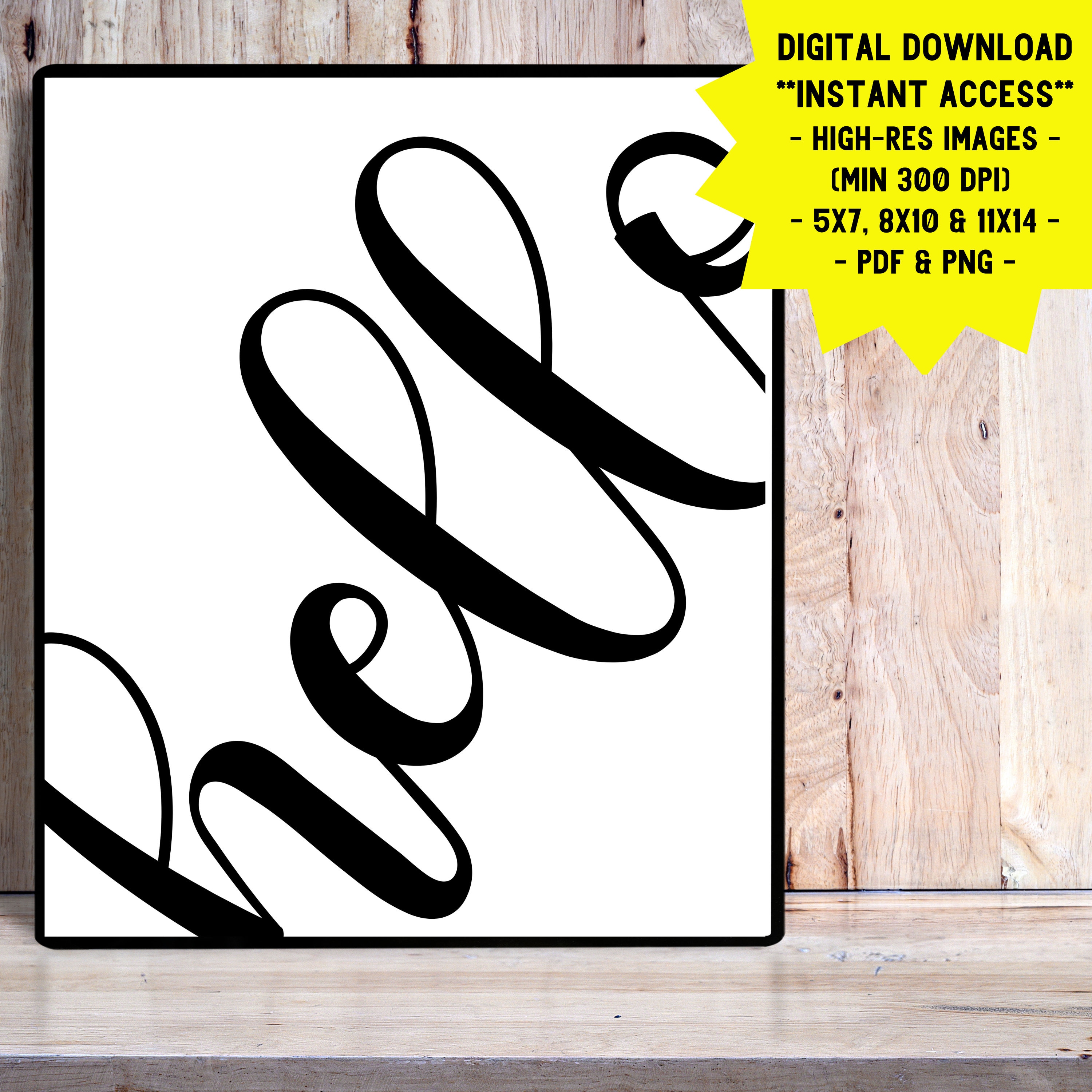 Hello Cursive Typography Print, Modern Farmhouse Wall Art (digital ...