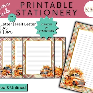 Autumn Truck Stationery: Fall Plaid Writing Paper (Digital Download)