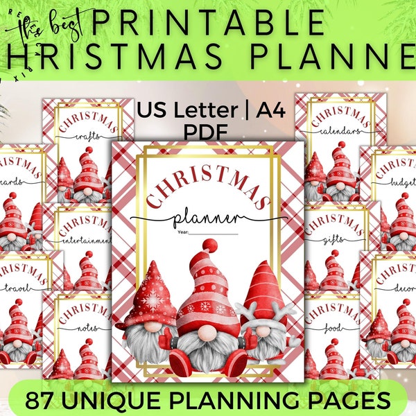 Gnome Christmas Planner Printable | Christmas Planner Book | Christmas Planner Kit | Holiday Planner Printable | Holiday Planner Bundle