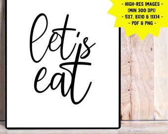 Lets Eat Print | Farmhouse Kitchen Wall Art (Digital Download)