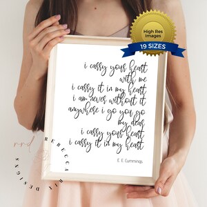 EE Cummings &#39;I Carry Your Heart&#39; Poem Print (Digital Download)