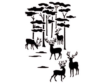 Reusable Stencil Deer Animal Forest Nature Sizes A5 A4 A3 Wall Cards Art Craft Stencil / Animal1