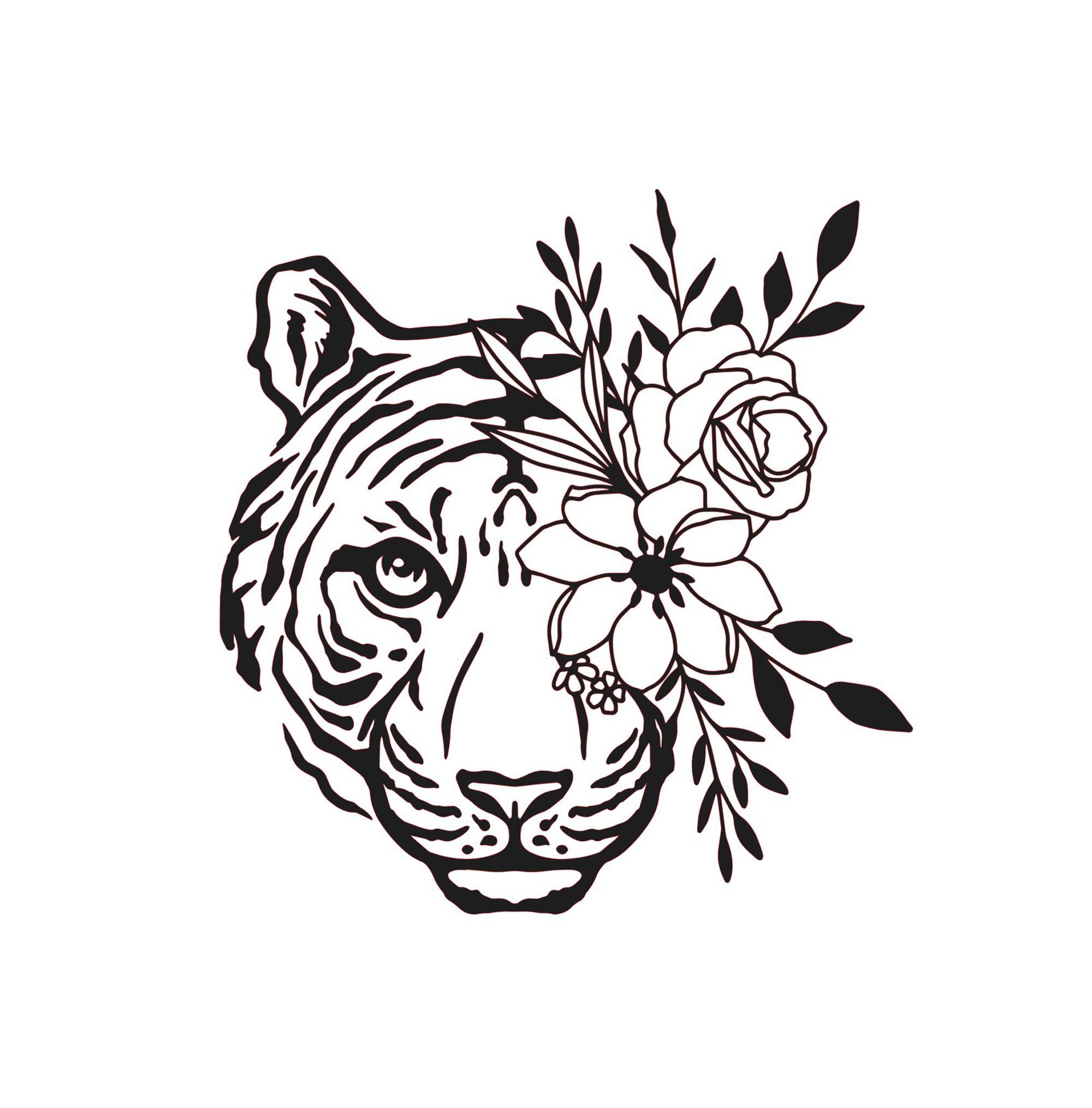 Tiger Face Flowers Reusable Stencil Sizes A5 A4 A3 Decor
