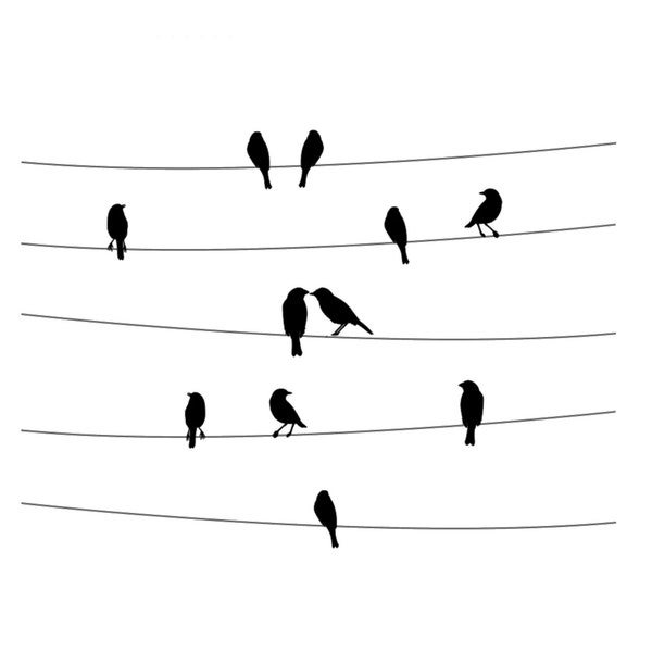 Ensemble d'oiseaux sur lignes Pochoir réutilisable Tailles A5 A4 A3 Romantique Shabby Chic / Bird119