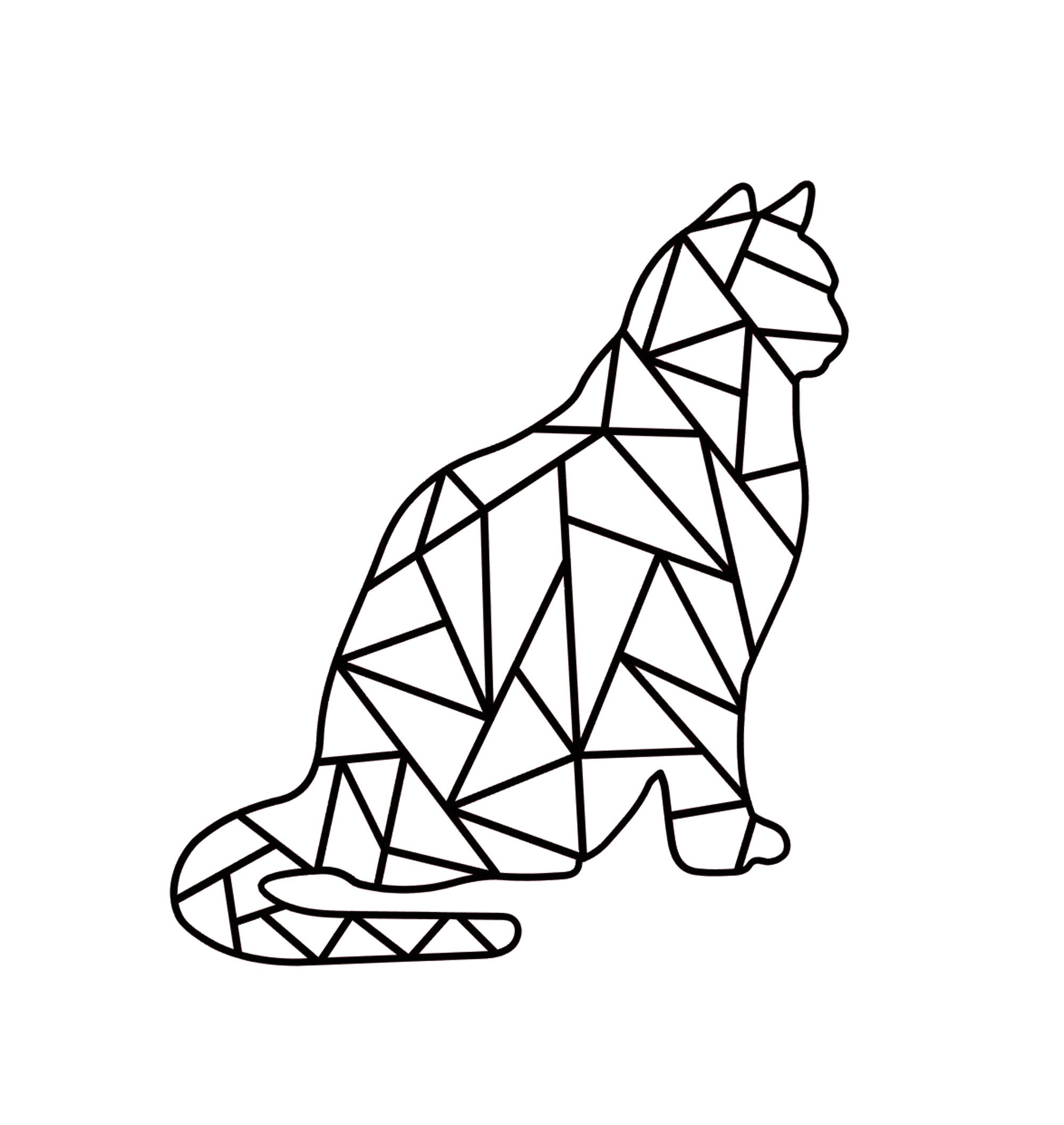 Geometric Cat BIG SIZES Reusable Mylar Stencil or Self Adhesive Stencil Modern Craft DYI Art  / Geo7