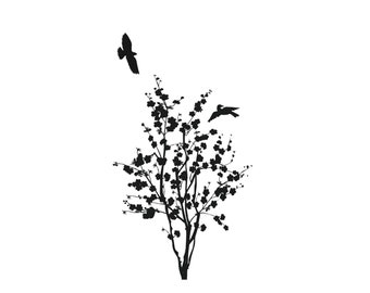 Återanvändbar stencil för fåglar i busken | Naturinspirerad, DIY-dekoration T9