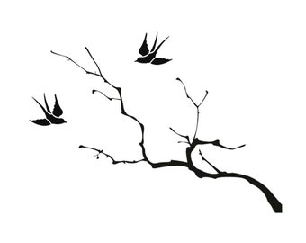 Tree Branch With Swallow Reusable Stencil Sizes A5 A4 A3 Shabby Chic / J31