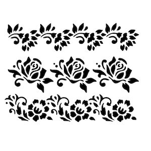 Ornament ROSES FLOWERS BORDERS Reusable Stencil Sizes A5 A4 A3 Romantic Valentine&#39;s Shabby Chic / Rose4