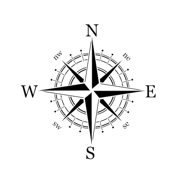 Wind Rose Compass BIG SIZES Reusable Stencil or Self Adhesive One Use Stencil Wall Decor / Compass2