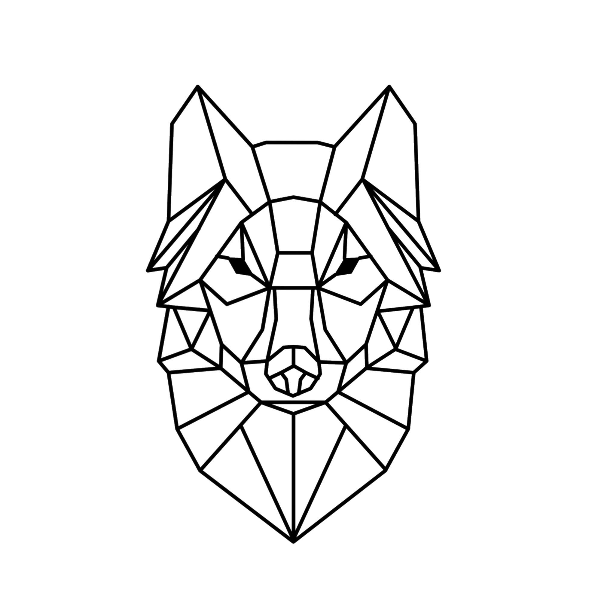 Dessin Tete De Loup Geometrique Tête de loup géométrique GRANDES TAILLES Pochoir en mylar - Etsy France