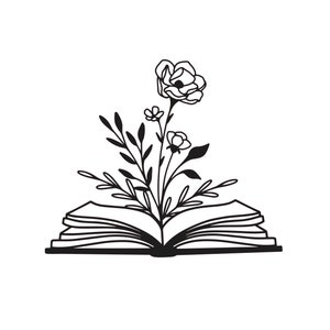 Open Book Flowers Blooming Reusable Stencil Sizes A5 A4 A3 Decor Openness Creativity Life Wisdom / MG36