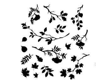 Wild Leaves Reusable Stencil Sizes A5 A4 A3 Craft Flora Nature Shabby Chic / Leaves1