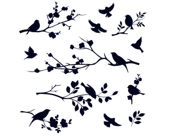 set of birds big sizes reusable mylar stencil or self adhesive etsy