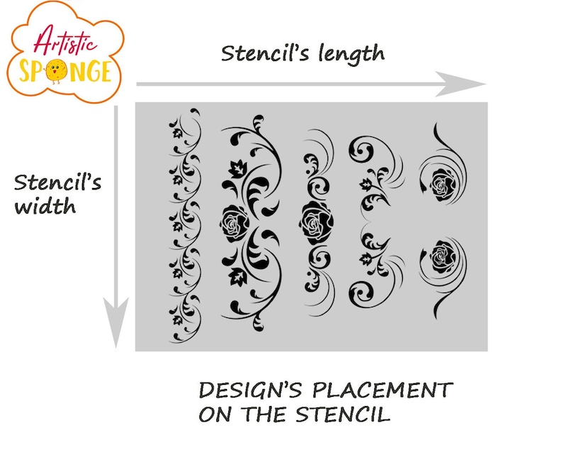 Set of Baroque Roses Reusable Stencil Sizes A5 A4 A3 Wall - Etsy