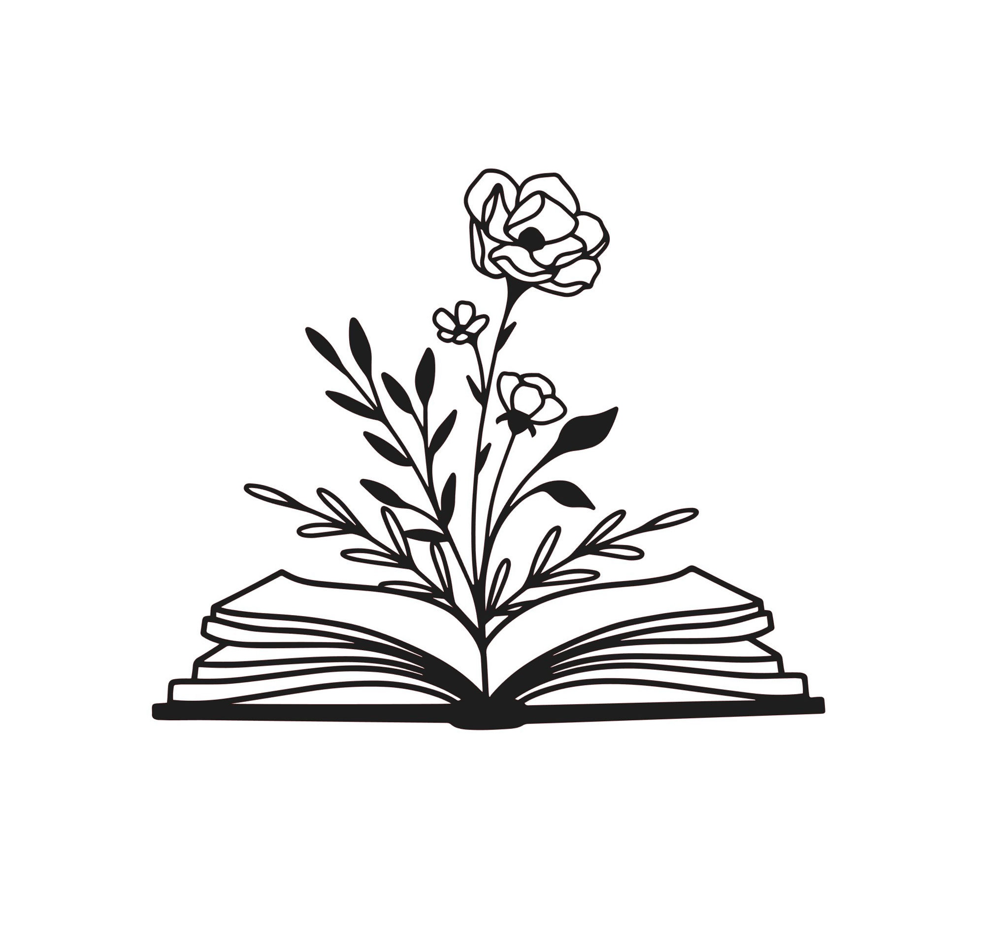 Open Book Flowers BIG SIZES Reusable Mylar or Self Adhesive Stencil Decor  Openness Creativity Life Wisdom / MG36 - Etsy