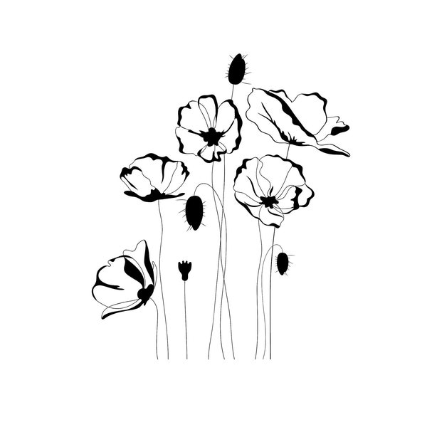 Poppies Remembrance Day Symbol Reusable Stencil Sizes A5 A4 A3 Shabby Chic / F3_2