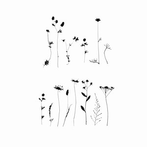 Wild Flowers Set Reusable Stencil Sizes A5 A4 A3 Craft Flora Nature Shabby Chic / Wild4