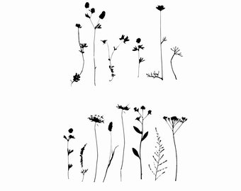 Wild Flowers Set Reusable Stencil Sizes A5 A4 A3 Craft Flora Nature Shabby Chic / Wild4