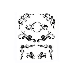 Set Of Borders Baroque Roses BIG SIZES Reusable Mylar Stencil or Self Adhesive Stencil  Shabby Chic Romantic Art Decor/ Deco15
