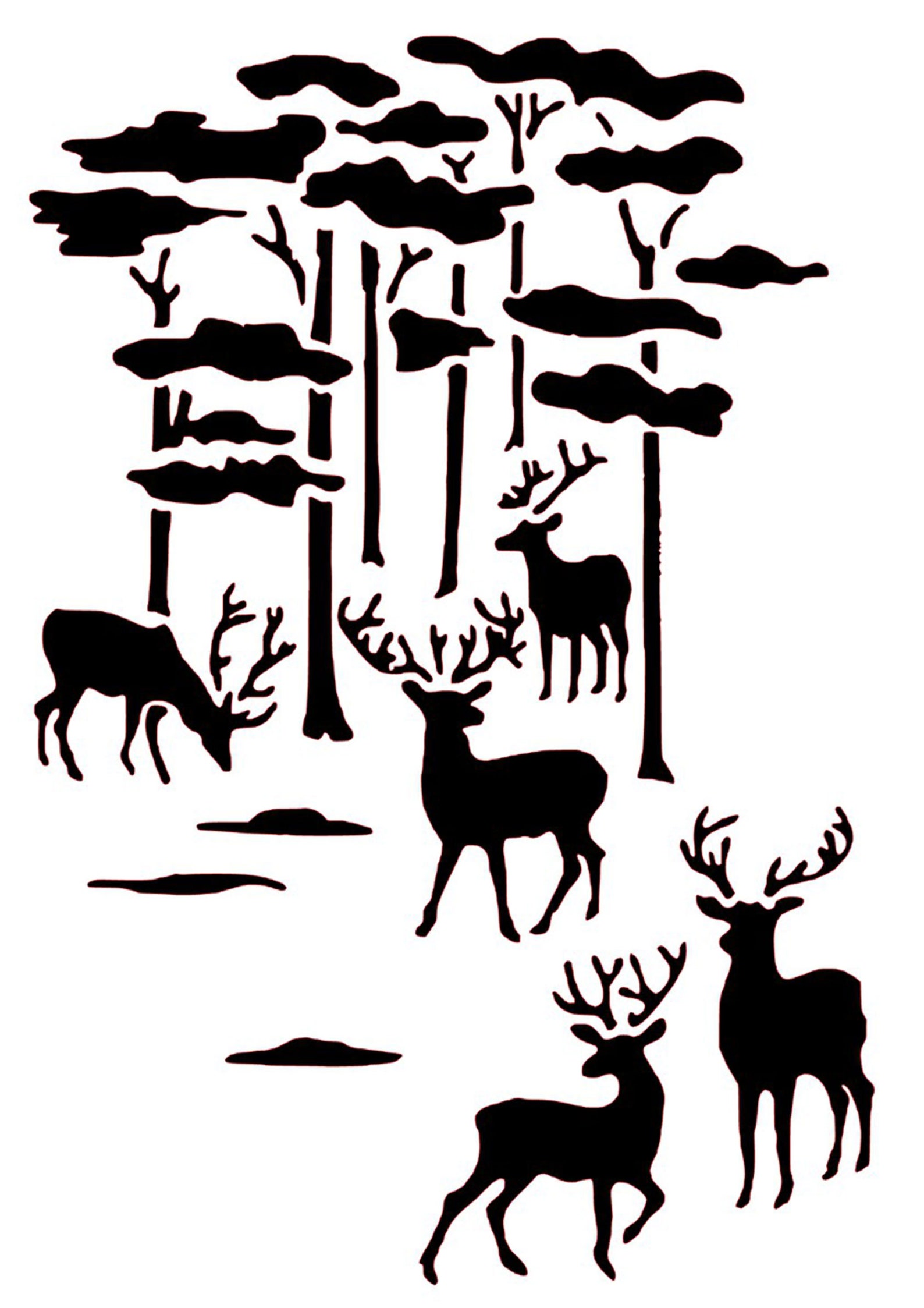 Reusable Stencil Deer Animal Forest Nature Sizes A5 A4 A3 Wall | Etsy
