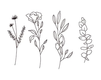Pochoir botanique en mylar de fleurs sauvages, grand pochoir floral pour murs Wild28