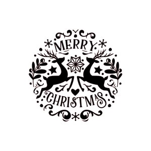 Merry Christmas Reindeer Reusable Stencil Sizes A5 A4 A3 Festive Winter Animal Holly Art Craft Wall Decor / Snow52