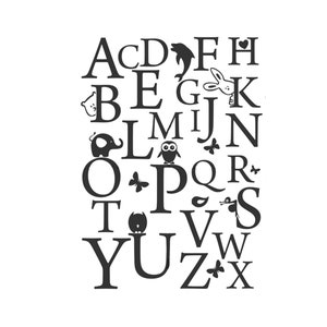 Alfabeto Letras para niños Nombre GRANDES TAMAÑOS Arte Artesanía Plantilla mylar reutilizable o plantilla autoadhesiva Decoración BRICOLAJE Habitación infantil / Niños62