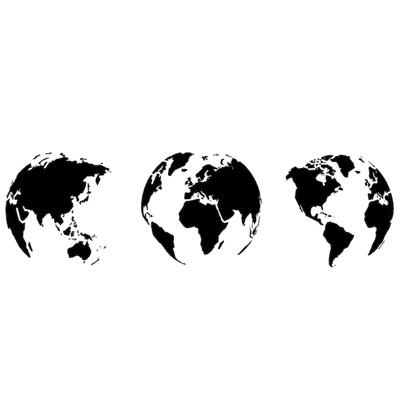Three Globes World Map Reusable Stencil Sizes A5 A4 A3 Etsy UK