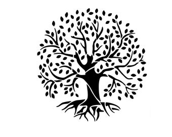 TOL2 - Stencil riutilizzabile con albero della vita Yin Yang Mandala A3