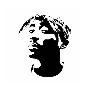 Tupac Face Rap Herbruikbare stencil maten A5 A4 A3 Art Famous People Star Singer / Tupac
