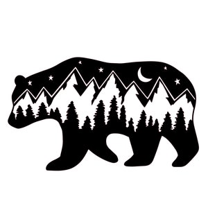 Bear In The Mountains Reusable Stencil Sizes A5 A4 A3 Oriental art Craft DIY Travelling Climbing / MT10