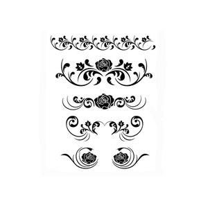 Set Of Borders Baroque Roses BIG SIZES Reusable Mylar Stencil or Self Adhesive Stencil  Shabby Chic Romantic Art Decor/ Deco16