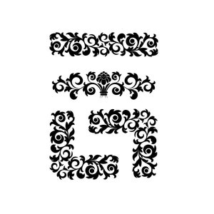 Baroque Ornament Set Of Borders TABLE RUNNER Reusable Stencil Sizes A5 A4 A3 Wall Decor Modern / Cor1