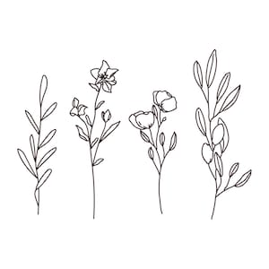 Botanical Wild Flowers Set Reusable Stencil Sizes A5 A4 A3 Craft Flora Nature Shabby Chic / Wild27