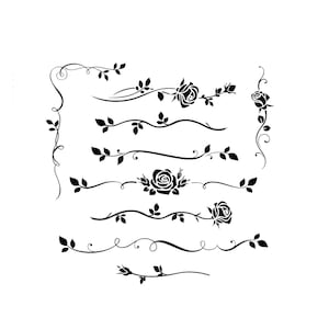 ROSES BORDERS Plantilla reutilizable Tamaños A5 A4 A3 Romántico San Valentín Shabby Chic / Rose1