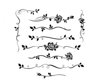ROSES BORDERS Reusable Stencil Sizes A5 A4 A3 Romantic Valentine's Shabby Chic / Rose1
