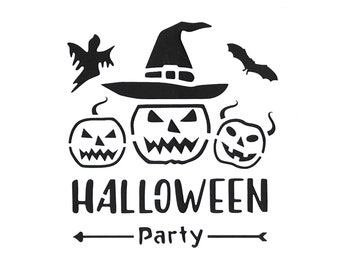 HALLOWEEN Party Quote Reusable Stencil Sizes A5 A4 A3 Bats Pumpkins Decoration / H1