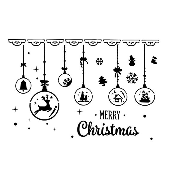 Pochoir A4 Boules De Noël - 3 Motifs, Souple, Pour Déco Textile, Bois, Fenêtres - 2