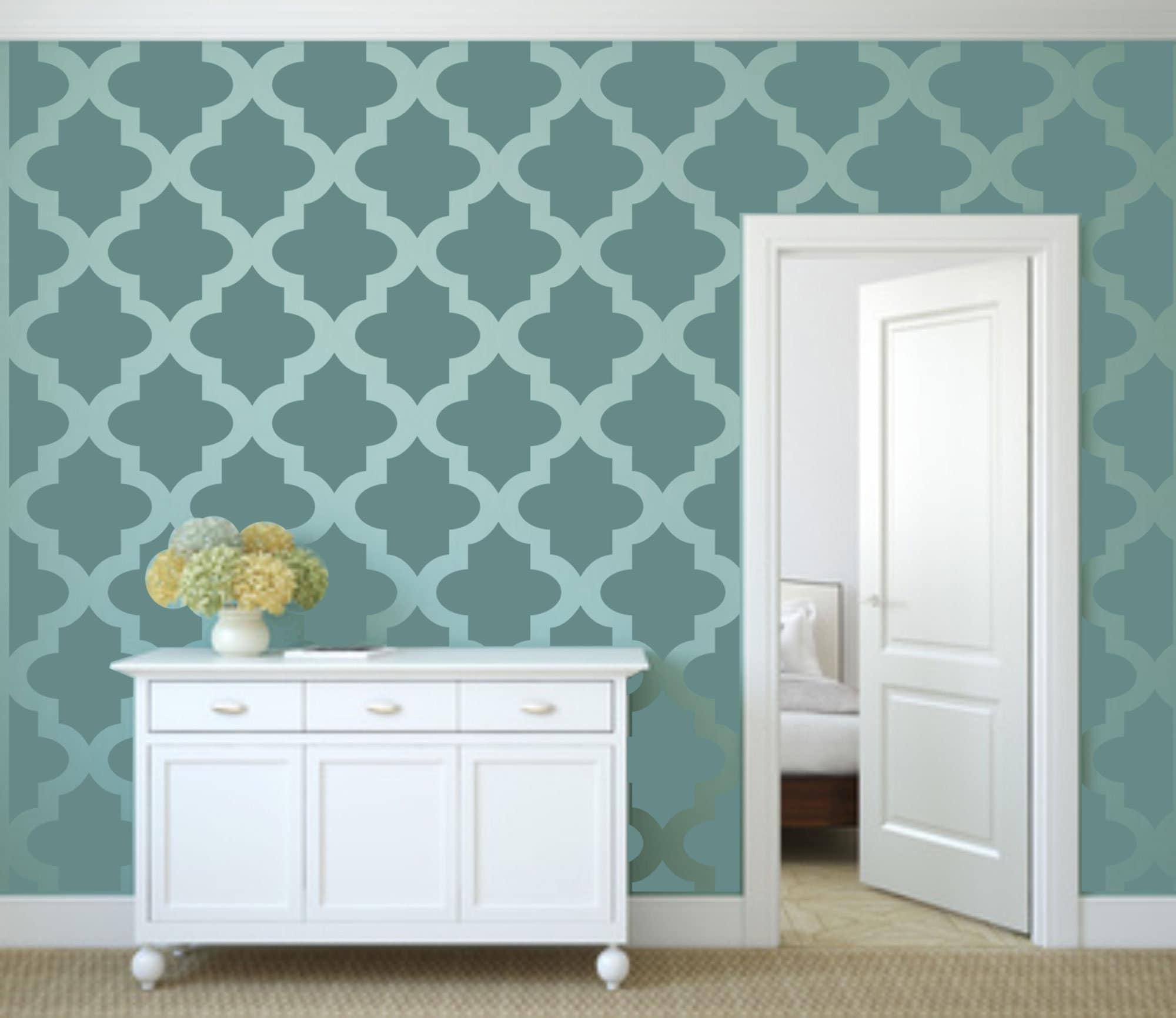 NAKLEO Large Wall Stencil - 23.2"x37.4" Moroccan Pattern, Reusable Plastic For DIY Painting