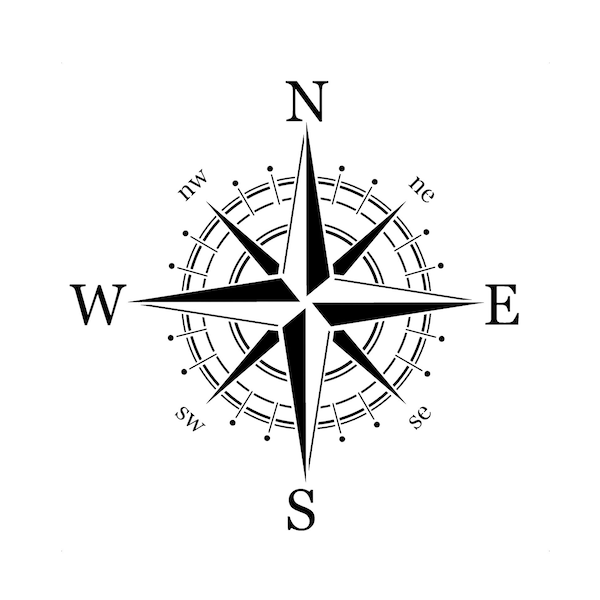 Wind Rose Navigation Compass Reusable Stencil A5 A4 A3 Travel Mandala Craft Paint Wood / Compass2