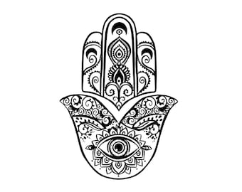 Fatimas Hamsa Hand Henna A3 A4 A5 Reusable Stencil Oriental Exotic Craft Art / M17