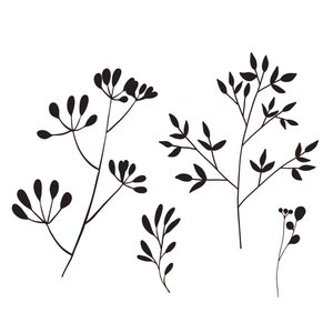 Botanical Wild Flower Set BIG SIZES Reusable Mylar Stencil or Self Adhesive Stencil Art Craft Wall Decor / Wild17