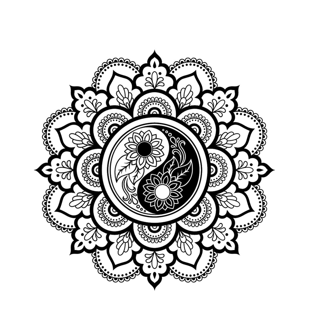 Round Mandala Yin Yang Flowers Reusable Stencil Size A3 A4 A5 Modern ...