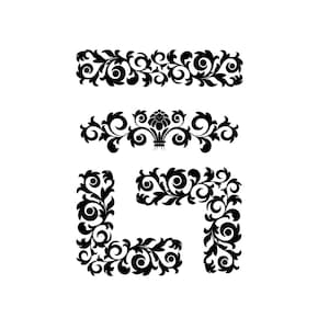 Set Of Borders Baroque Table Runner BIG SIZES Reusable Mylar Stencil or Self Adhesive Stencil  Shabby Chic Romantic Art Decor/ Cor1