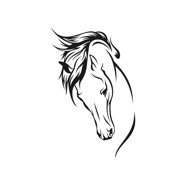 Head Horse Artistic Sketch Reusable Stencil Sizes A5 A4 A3 Modern Kids / Animal146