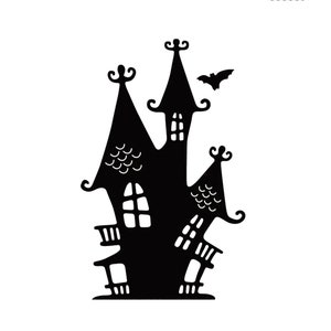 HALLOWEEN Haunted House Castle Reusable Stencil Sizes A5 A4 A3 Decoration Cards / H3