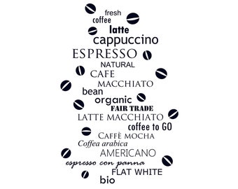 Coffee Kitchen BIG SIZES Reusable Mylar Stencil or Self Adhesive Stencil  / Cafe1