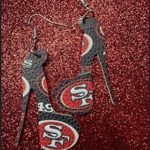 SF Earrings, San Francisco Football Earrings, Girly Football Earrings, SF Fans, San Francisco Football Earrings, Bay Area Gifts for Her